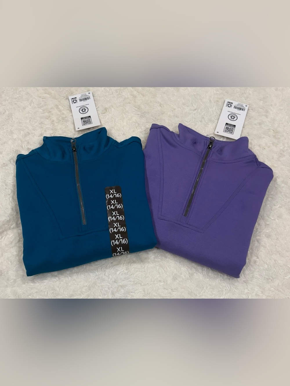 TWO ~ Kids Half-Zip Sweaters - Teal & Purple Size 14/16